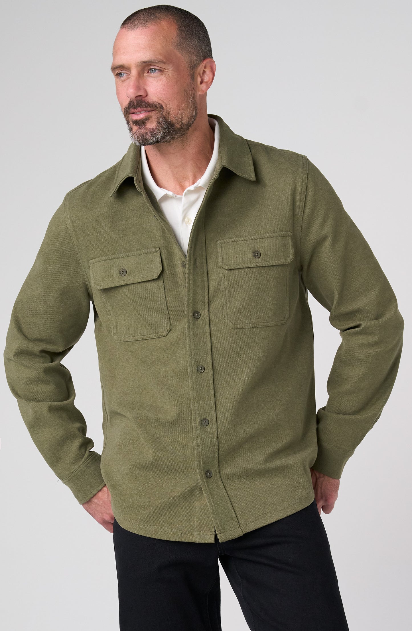 Knit Button Up in Moss | Liverpool