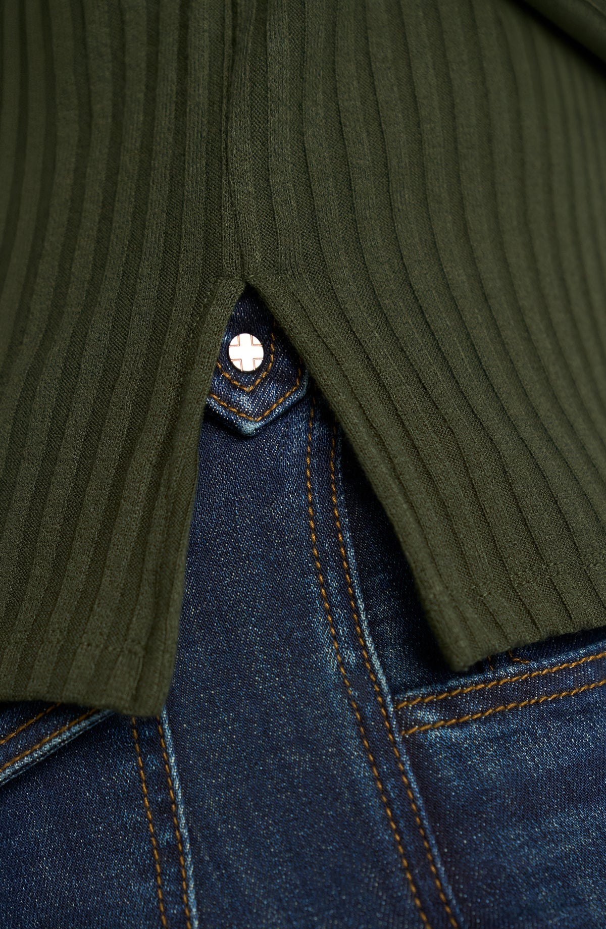 Long Sleeve Scoop Rib Top in Hunter | Liverpool