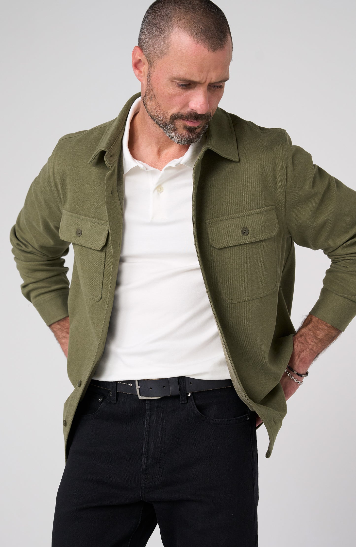 Knit Button Up in Moss | Liverpool