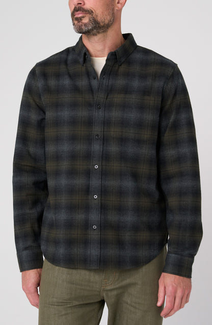 Long Sleeve Button Up in Black/Grey Plaid | Liverpool