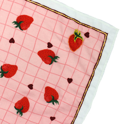 Pink Strawberry Cotton Square Scarf