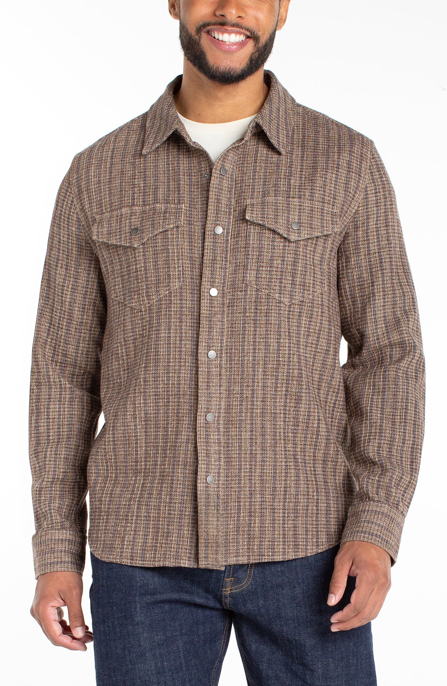 Woven Overshirt in Pine Bark | Liverpool