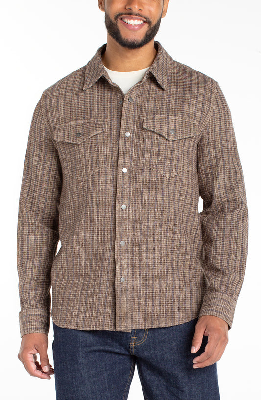 Woven Overshirt in Pine Bark | Liverpool