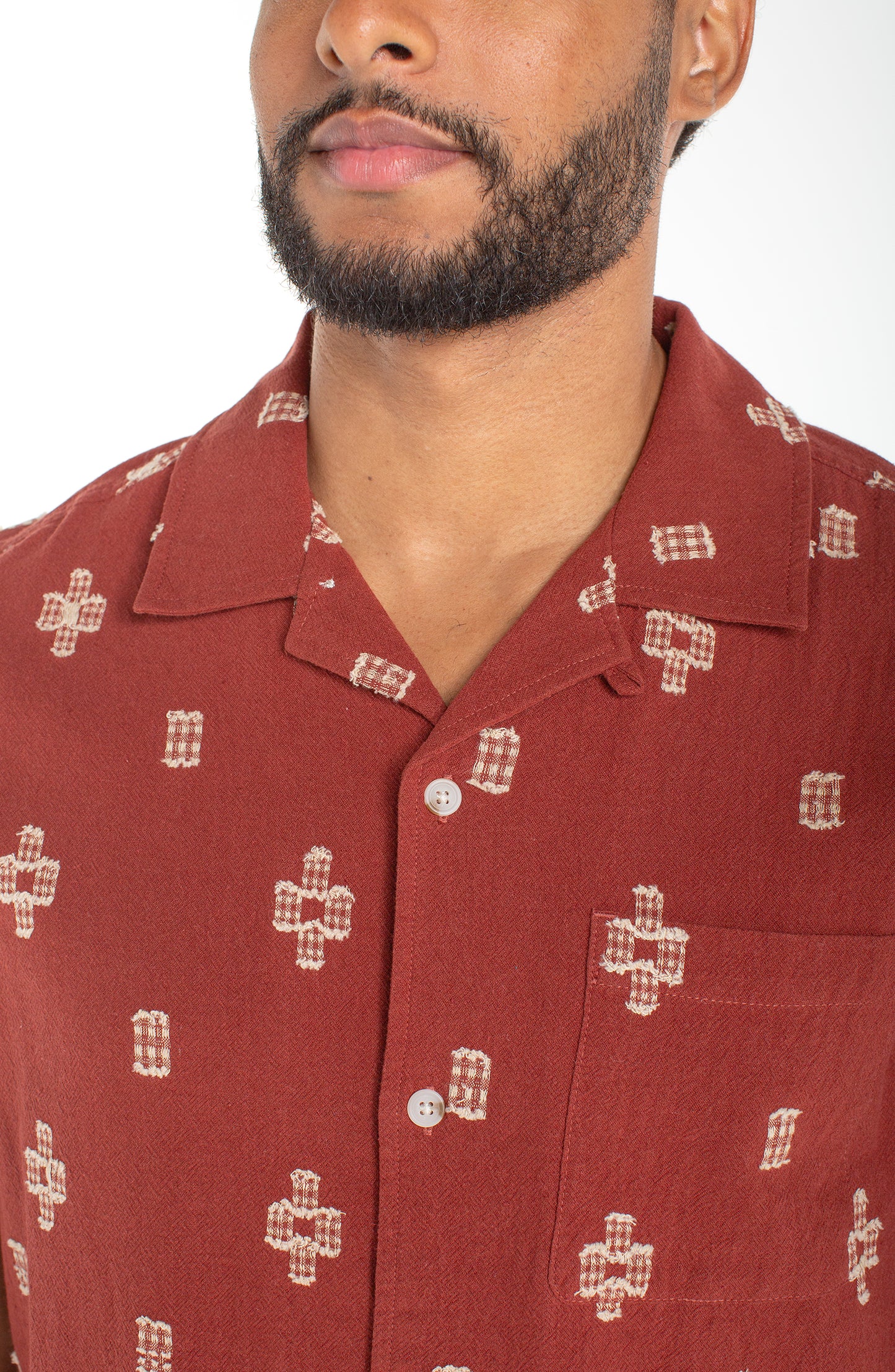 Short Sleeve Camp Shirt in Red Oat | Liverpool