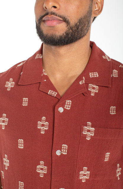 Short Sleeve Camp Shirt in Red Oat | Liverpool