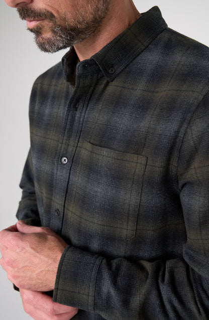 Long Sleeve Button Up in Black/Grey Plaid | Liverpool