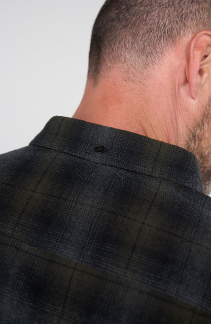 Long Sleeve Button Up in Black/Grey Plaid | Liverpool