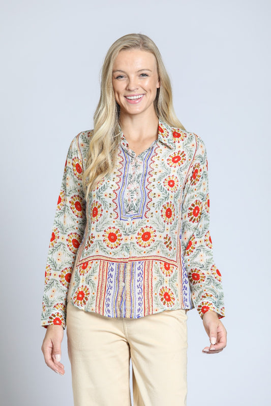 Multi Medallion Button-Up Blouse | APNY