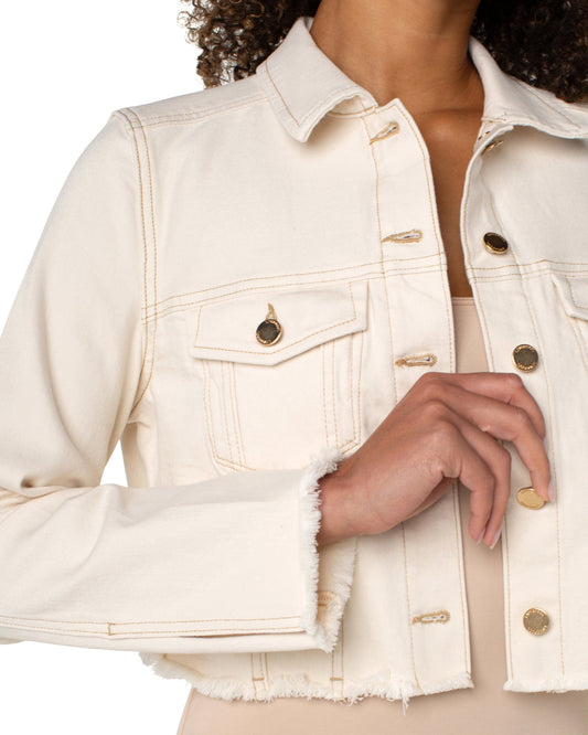 Fray Hem Jacket in Seaside | Liverpool