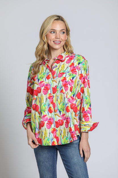 Pink Tulip Cotton Button-Up Shirt | APNY