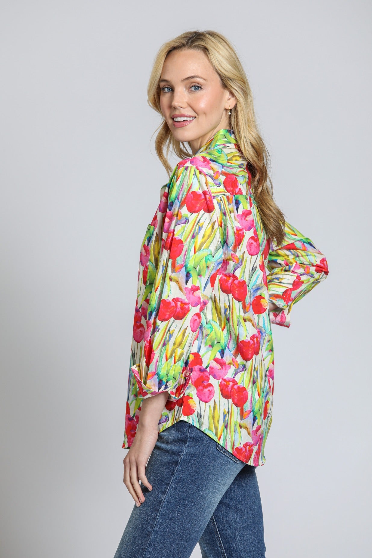 Pink Tulip Cotton Button-Up Shirt | APNY