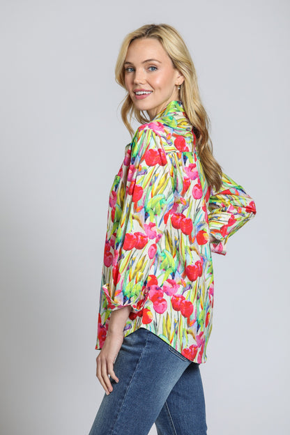 Pink Tulip Cotton Button-Up Shirt | APNY