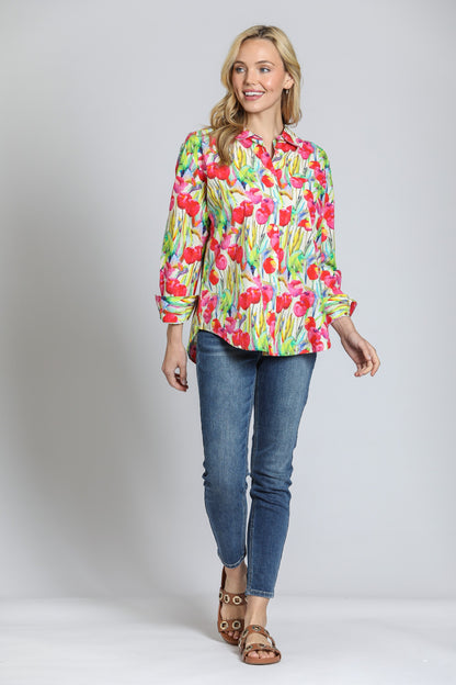Pink Tulip Cotton Button-Up Shirt | APNY