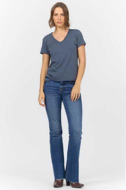 Vanya V-Neck Tee in Blue Grey | Dear John
