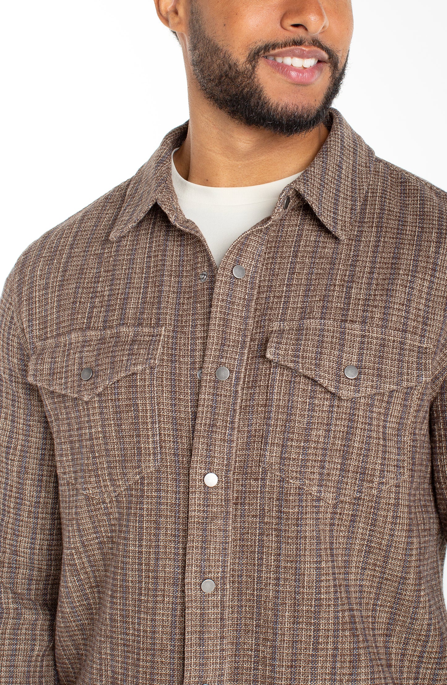 Woven Overshirt in Pine Bark | Liverpool