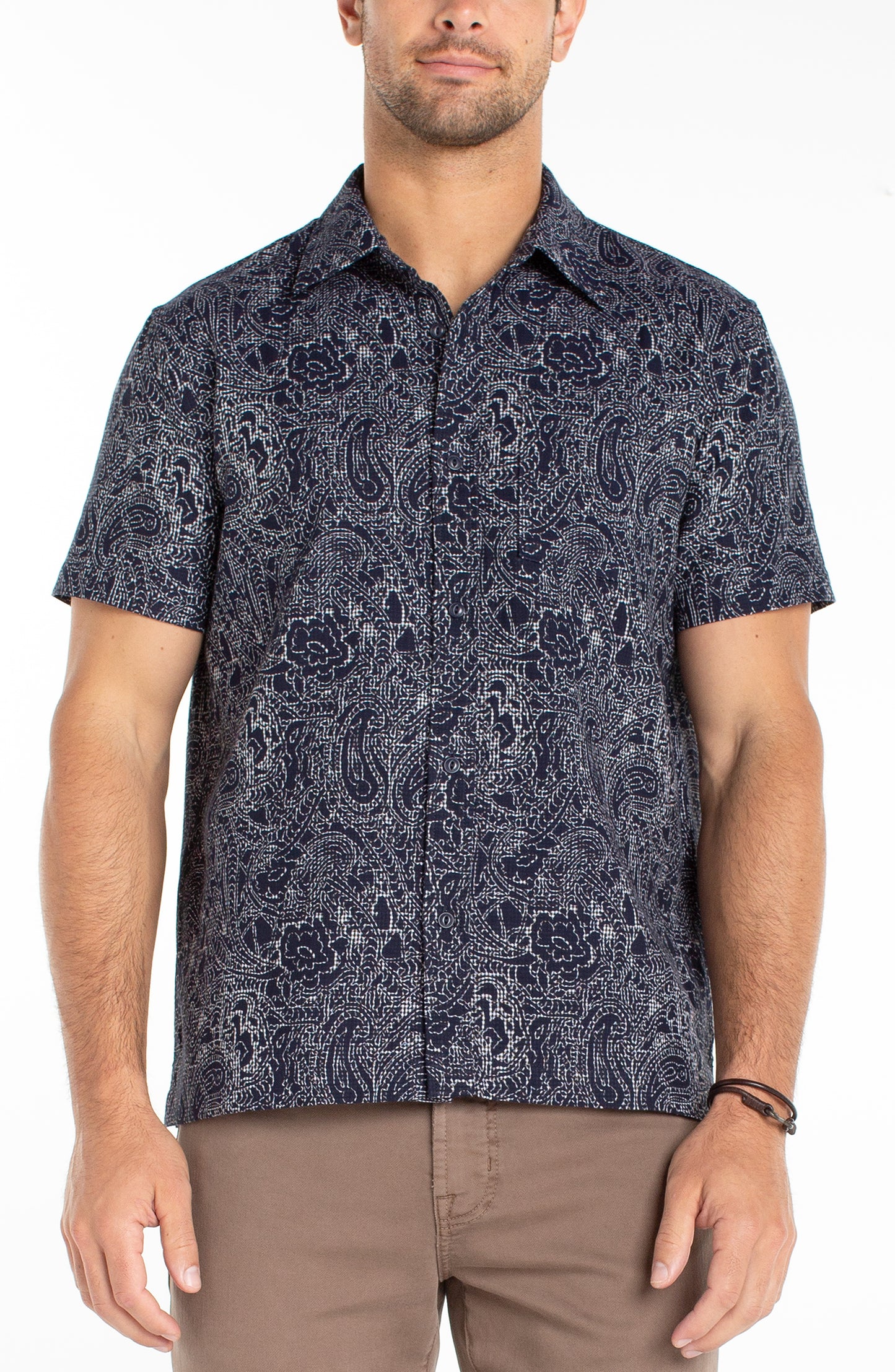 Short Sleeve Button Up in Midnight Multi | Liverpool