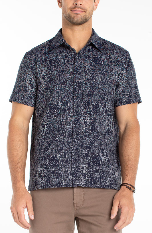 Short Sleeve Button Up in Midnight Multi | Liverpool