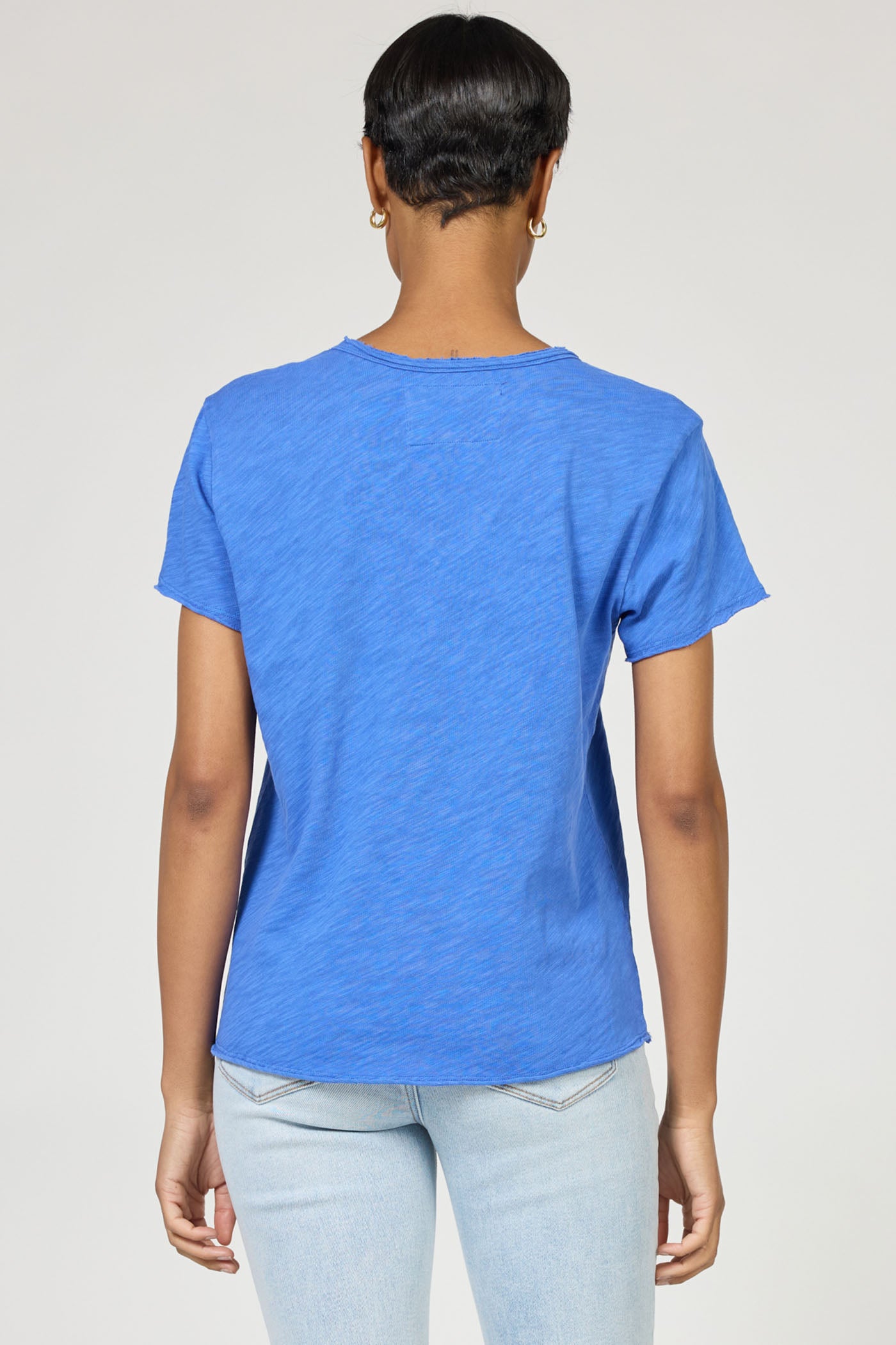 Vanya Relaxed V-Neck Tee in Dazzling Blue | Dear John