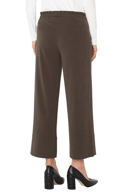 Wide Leg Ankle Pants in Black Olive | Liverpool