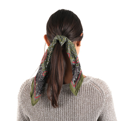 Olive Paisley Cotton Square Scarf