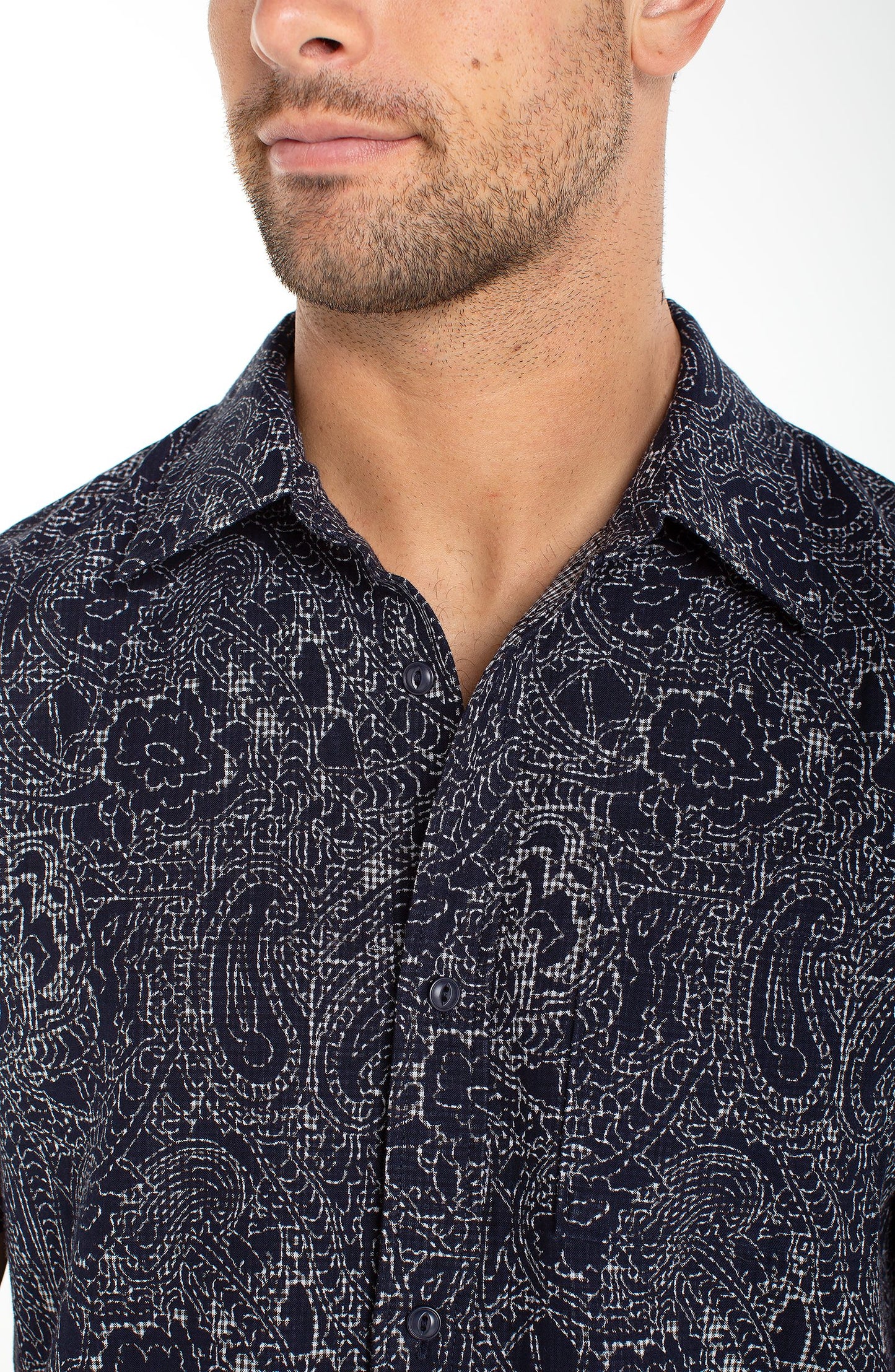Short Sleeve Button Up in Midnight Multi | Liverpool
