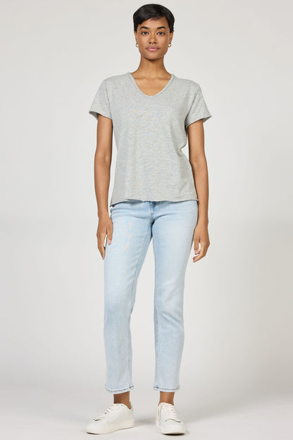 Vanya V-Neck Tee in Heather Grey | Dear John