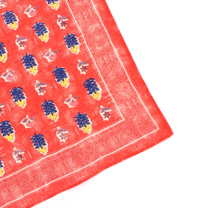 Red Flower Cotton Square Scarf