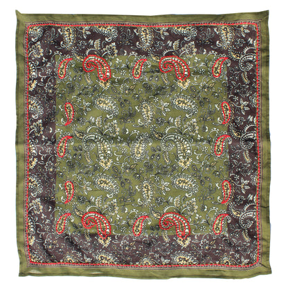 Olive Paisley Cotton Square Scarf