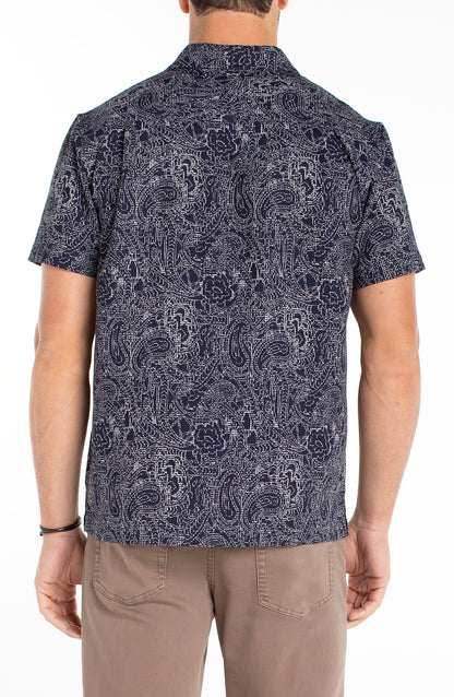 Short Sleeve Button Up in Midnight Multi | Liverpool