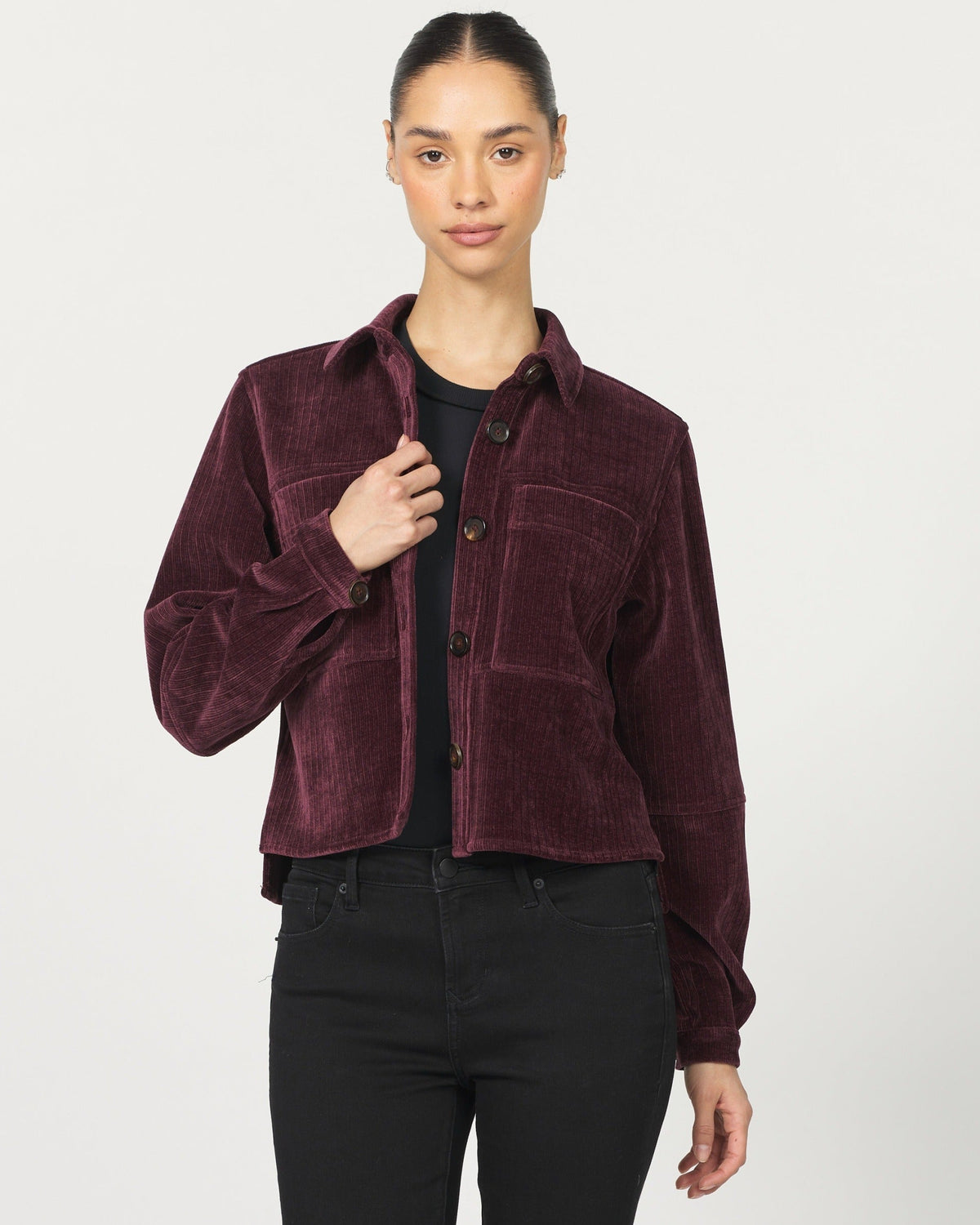Gina Cropped Chenille Jacket in Fig | Dear John