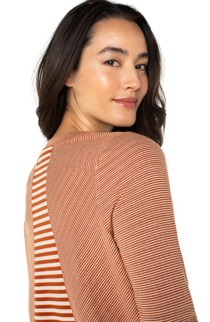 Long Sleeve Crew Top in Ginger Stripe | Liverpool