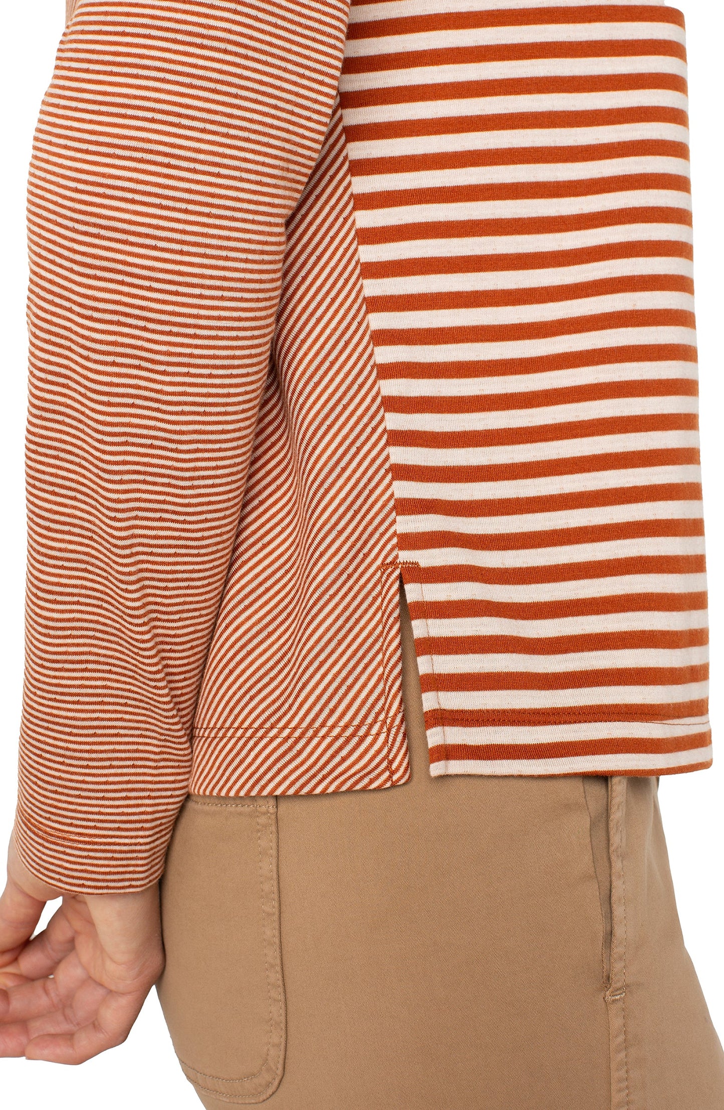Long Sleeve Crew Top in Ginger Stripe | Liverpool