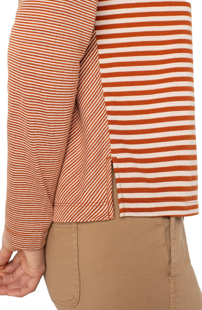 Long Sleeve Crew Top in Ginger Stripe | Liverpool