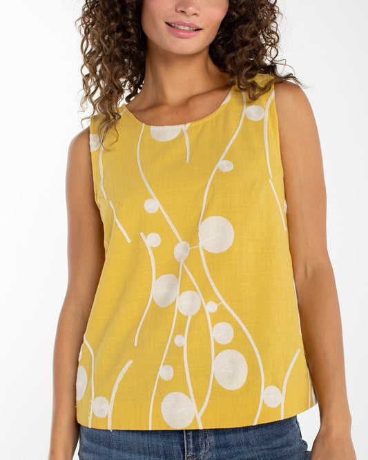 Button Back Tank in Yellow | Liverpool