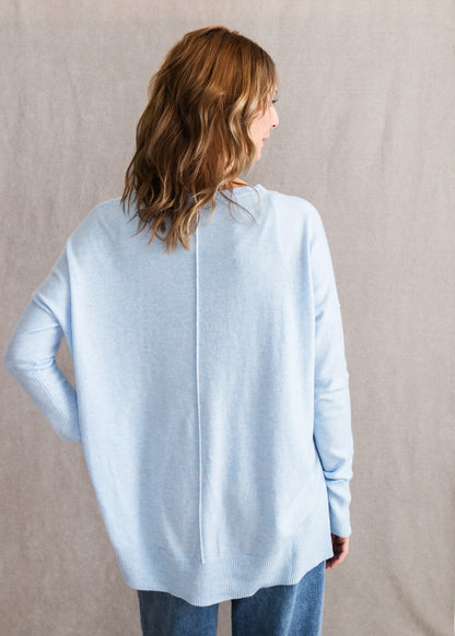 Wagner V-Neck Sweater in Sky Blue | Kerisma