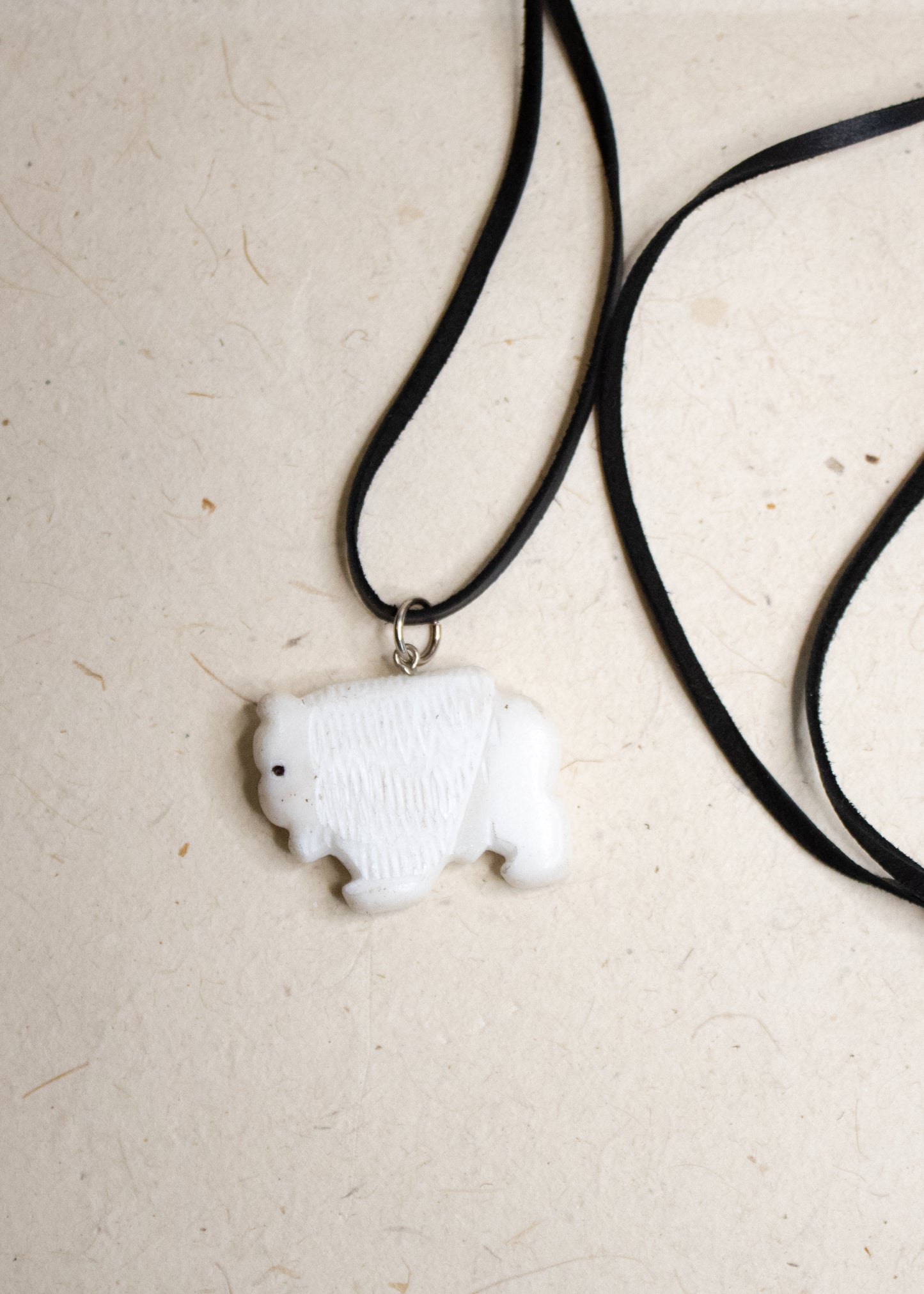 White Buffalo Fetish Pendant on Leather