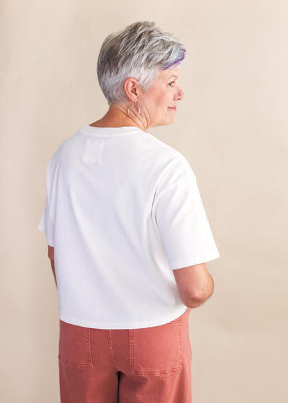 Maddox Boyfriend Jersey Top in White | Dear John