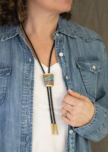 Turquoise & Lapis Inlay Bolo Tie