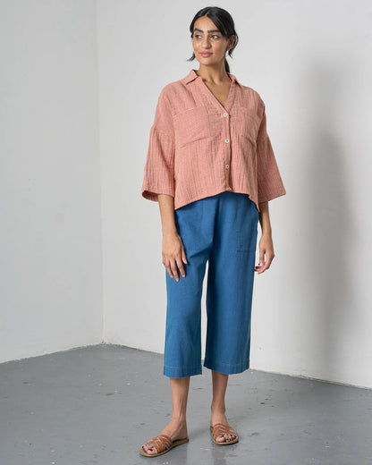 Ava Blouse in Rust Check | Bibico