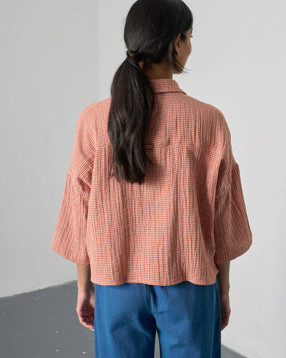 Ava Blouse in Rust Check | Bibico