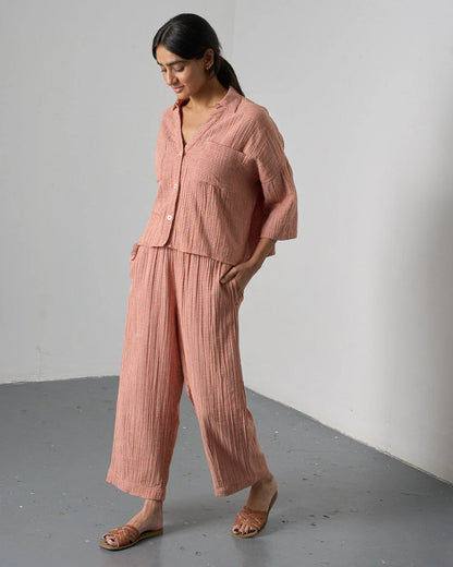 Ava Blouse in Rust Check | Bibico
