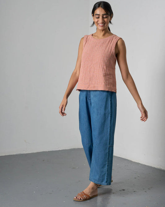 Pippa Blouse in Rust Check | Bibico