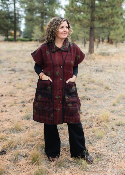 Sleeveless Coat in Lotus | Yaza