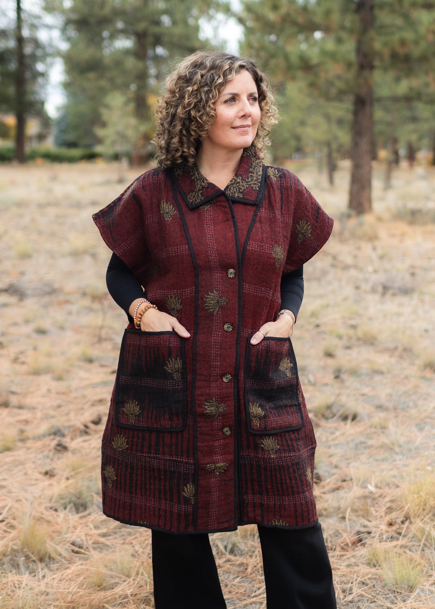 Sleeveless Coat in Lotus | Yaza