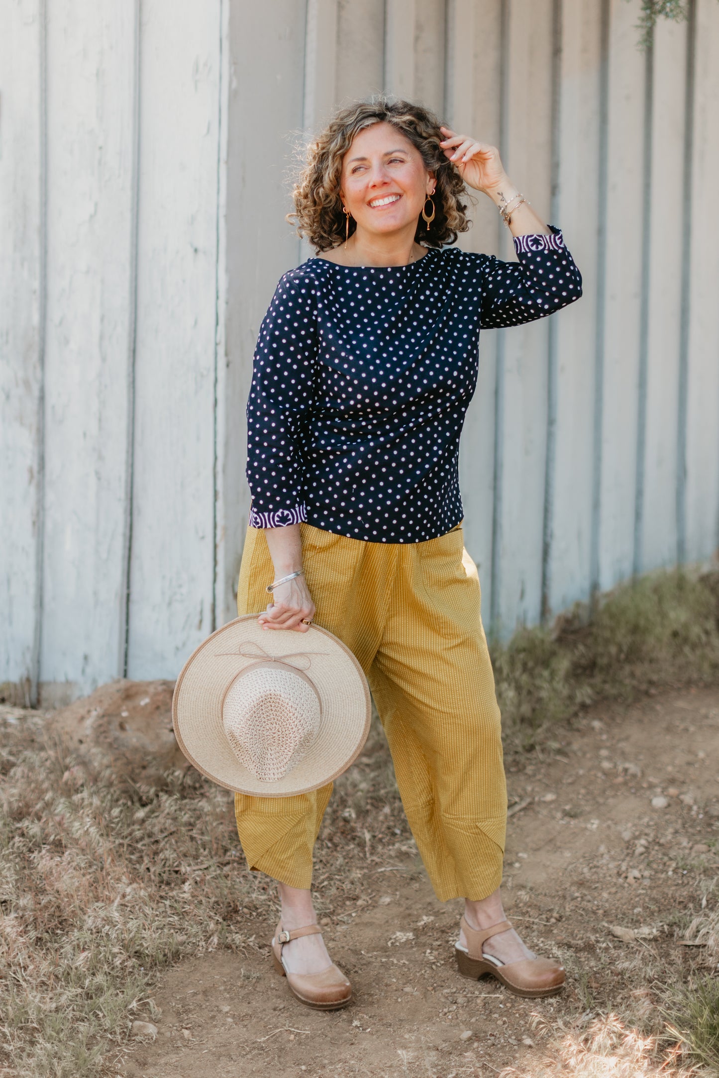 Surya Tulip Hem Pants in Mustard Print | Yaza