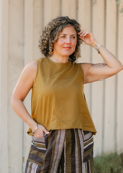 Suri A-Line Tank in Gold | Yaza