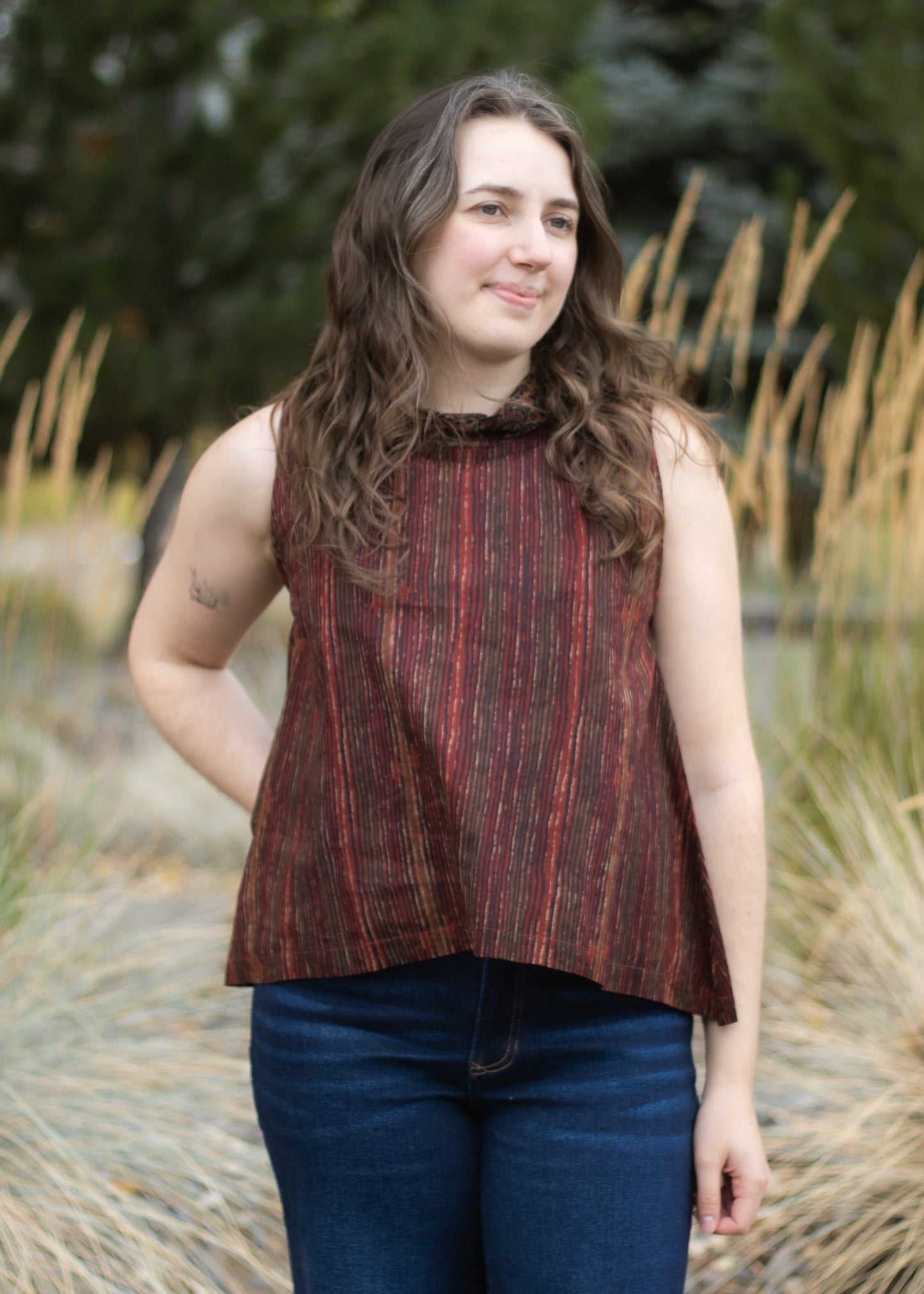 Red Ikat Cowl Tank | Yaza